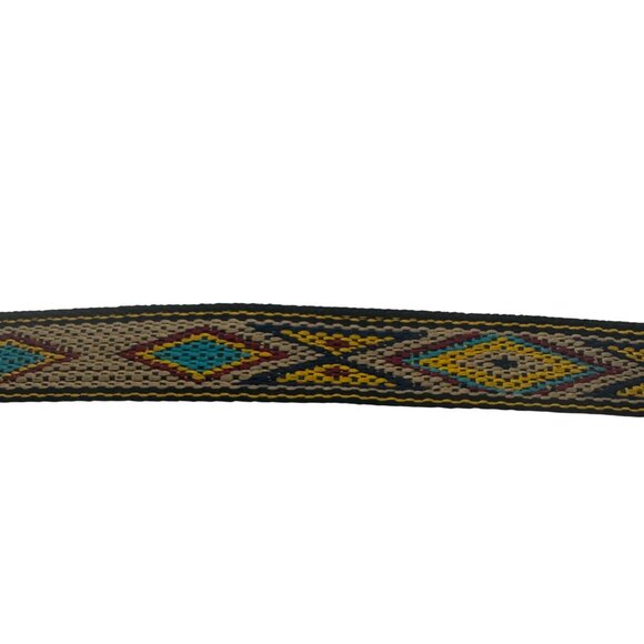 Woven Adjustable Bracelet Tribal Pattern Multicolor Brown Yellow Buckle Closure - Picture 3 of 7